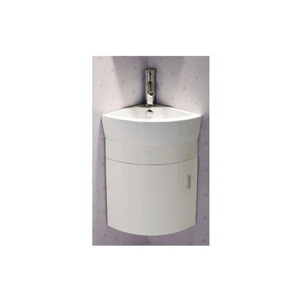 Elanti Single Melamine Wall Hung Corner Bathroom Vanity Set 16 in